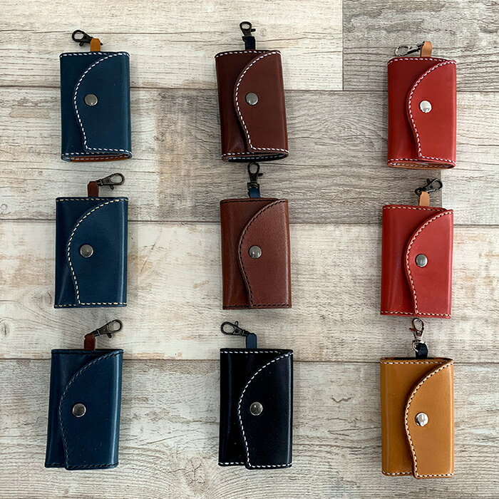 【ふるさと納税】R5-714．スマートキーや名刺も収納できる・手縫いの本革「キーケース4連」【カラー：5色よりお選びください】 サムネイル3