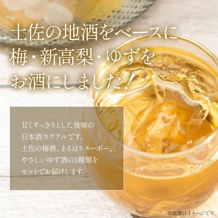 【ふるさと納税】高知特産 果実の香り酒 500ml×3種セット - 送料無料 日本酒 カクテル お酒 さけ 晩酌 贈り物 プレゼント 3種類 うめ なし 柚子 飲み比べ お楽しみ 女子会 アルコール リモート飲み おうち時間 のし 高知県 香南市【常温・冷蔵】 サムネイル2