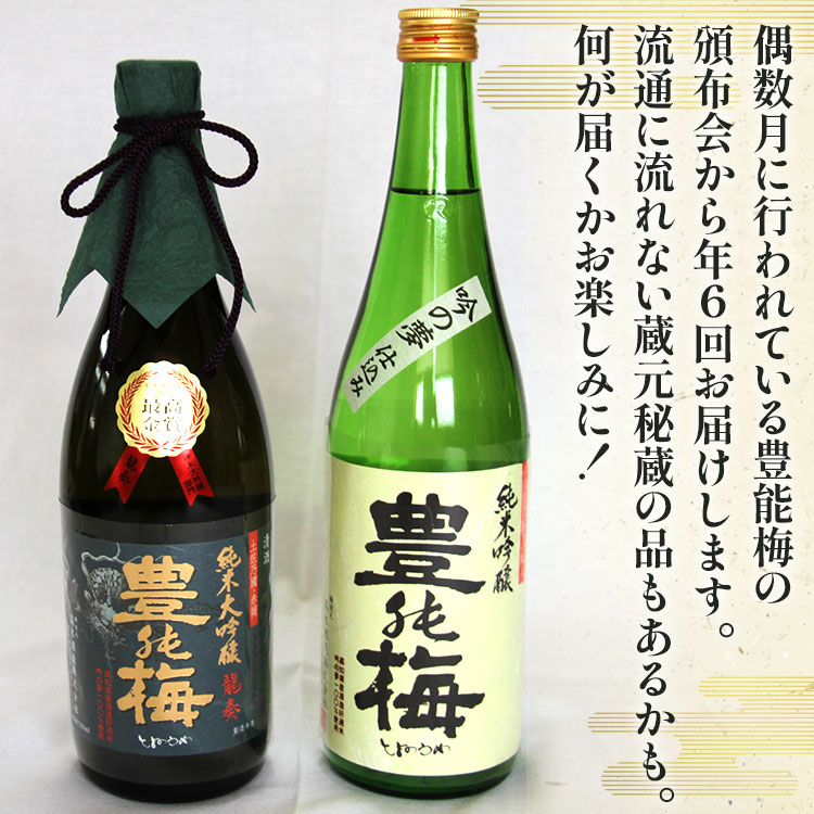 【ふるさと納税】【偶数月定期便・年6回お届け】地酒豊能梅の頒布会 日本酒お楽しみ便 - お酒 おさけ 日本酒 アルコール 飲み物 飲物 飲料 定期便6回 毎回2〜3本お届け 頒布会 飲み比べ 味比べ おたのしみ お楽しみ 晩酌 宅飲み 豊能梅 高知県 香南市【常温】Wgs-0126 サムネイル2