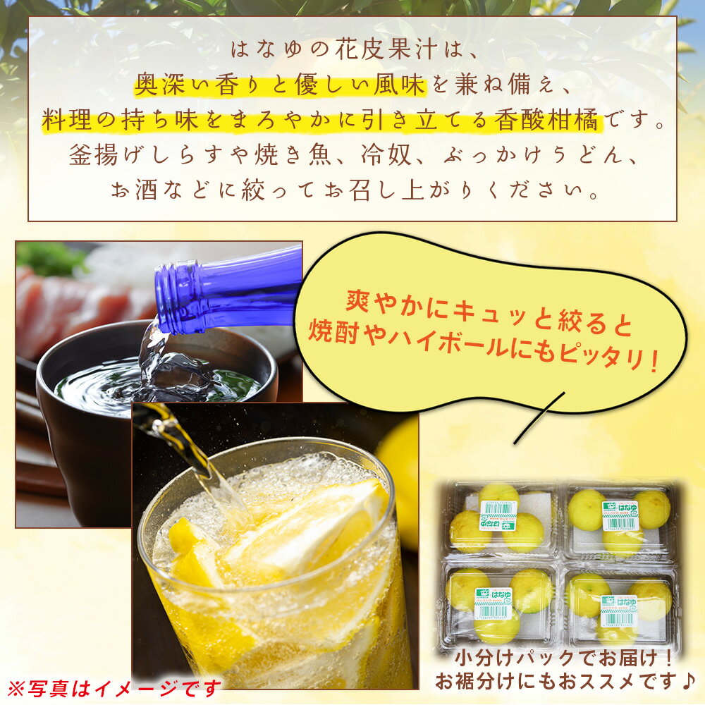 【ふるさと納税】【選べる内容量】虎弥太郎 はなゆ黄玉 （内容量：8～16パック） - 選べる 数量 国産 ゆず 柚子 ユズ 花柚子 柑橘 香酸柑橘 果物 花皮果汁 フルーツ 果実 料理 酒 ハイボール 焼酎 アレンジ 焼き魚 小分け おすそ分け 高知県 香南市 【冷蔵】 サムネイル3