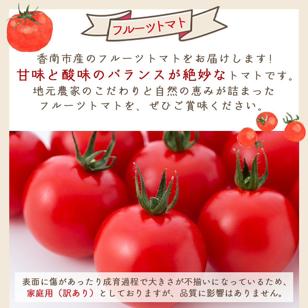 【ふるさと納税】【2026年1月以降発送】【選べる内容量】フルーツトマト (1kg/2kg/3kg/4kg) 家庭用 - 選べる 数量 国産 青果 野菜 トマト 訳あり ご家庭用 甘い 酸味 不揃い 傷 やすらぎ市 高知県 香南市【冷蔵】 Ryr-0090 - 画像2
