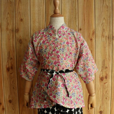 【ふるさと納税】子ども甚平（patipati） 110～120cm パステルカラー小花柄×北欧風モノクロドット 甚平 じんべい ファッション 子供服 キッズ服 香美市 高知県 送料無料 サムネイル2
