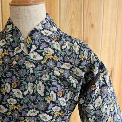 【ふるさと納税】子ども甚平（patipati） 110～120cm 紺色小花柄×北欧風イエロードット柄 甚平 じんべい ファッション 子供服 キッズ服 香美市 高知県 送料無料 サムネイル3