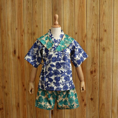 子ども甚平（pati pati） 110～120cm モンステラ柄 甚平 じんべい ファッション 子供服 キッズ服 香美市 高知県 送料無料