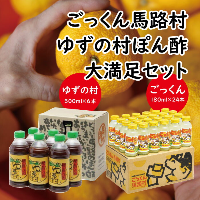 【ごっくん馬路村・ゆずの村ぽん酢】大満足セット 調味料 フルーツジュース ゆず 柚子 ジュース 清涼飲料水 ゆずポン酢 お中元 お歳暮 母の日 父の日 ギフト 贈答用 有機 オーガニック のし 熨斗 産地直送 送料無料 高知県 馬路村 [535]