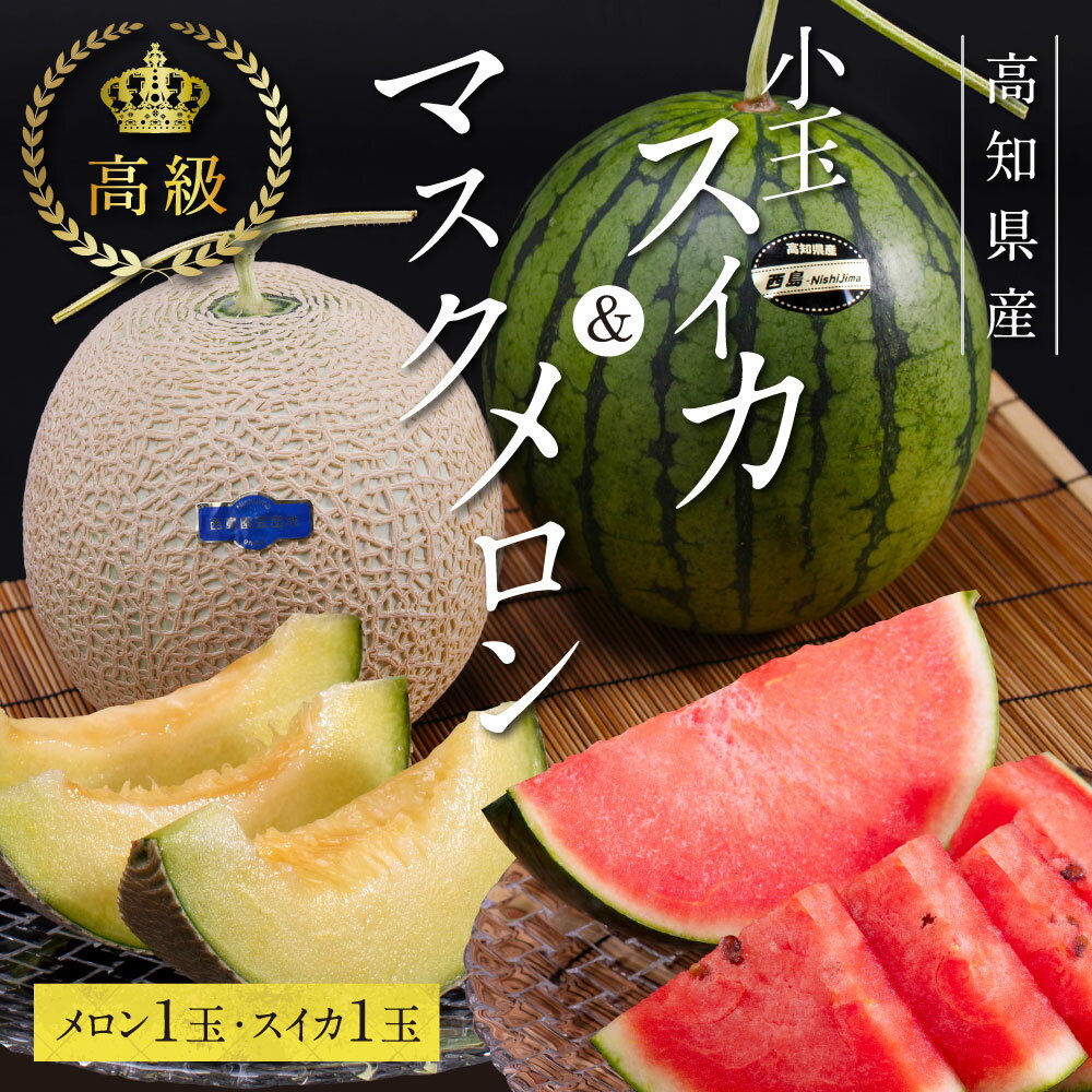 コロナ 緊急支援 高知県産 高級マスクメロン＆小玉スイカセット【1月～3月は気候温度不安定の為出荷不可となります】〈南国市共通返礼品〉食べ物 健康 プレゼント ギフト フルーツ 果物 お中元 御中元 のし 熨斗 お礼 詰め合わせ