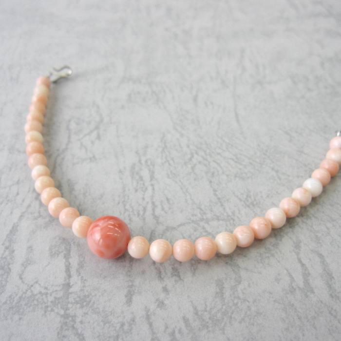 天然ピンク珊瑚の羽織紐