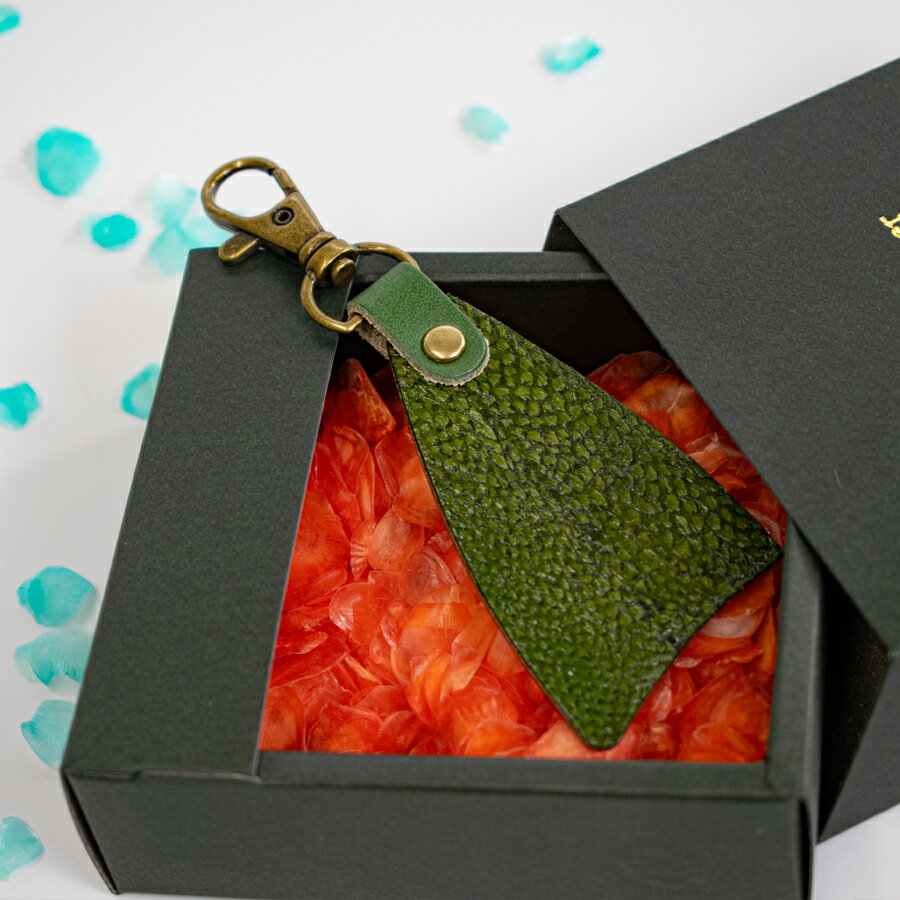 【ふるさと納税】フィッシュレザー フィレ型キーホルダー【鰤】Dark Green サムネイル2