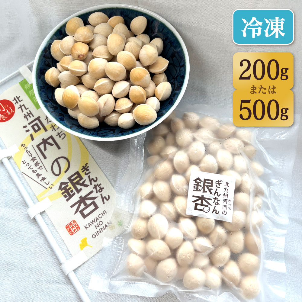 冷凍 北九州河内の銀杏 〈選べる〉200g または 500g 銀杏 ぎんなん 殻付き 実 おつまみ おやつ 酒の肴 モチモチ 国産 福岡県北九州市