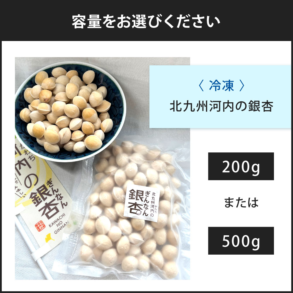 【ふるさと納税】冷凍 北九州河内の銀杏 〈選べる〉200g または 500g 銀杏 ぎんなん 殻付き 実 おつまみ おやつ 酒の肴 モチモチ 国産 福岡県北九州市 - 画像2