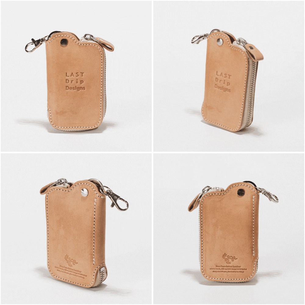 【ふるさと納税】牛革 免許証も入る J字ZIP キーケース (ワイド) 縦約12cm×横約7cm レザー ヌメ革 ノンファンデーションレザー ベージュ スマートキーケース キーホルダー キーリング 小物 革製品 おしゃれ ハンドメイド 受注生産 サムネイル3