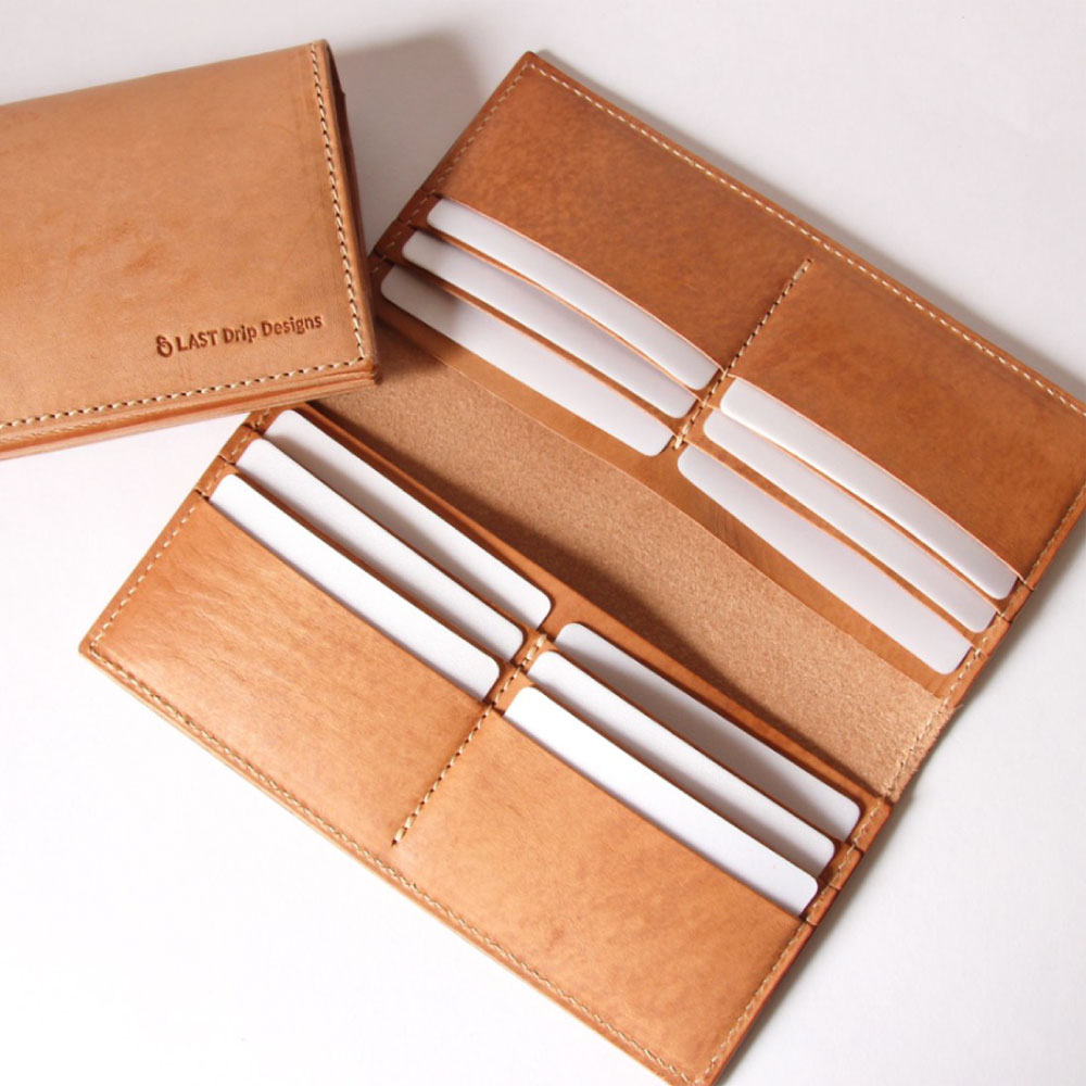 【ふるさと納税】長札入れ(カード段付き・小銭入れなし) 牛革 タテ約9.5cm ヨコ約19.0cm 厚み約2.5cm 重さ約140.0g 長財布 財布 レザー ヌメ 小物 革製品 おしゃれ ハンドメイド 受注生産 サムネイル3