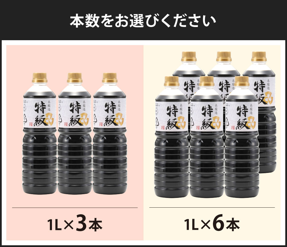 【ふるさと納税】本醸造 特級 1本1L 醤油 ＜選べる＞3本セット または 6本セット 刺身 煮物 卵かけご飯 調味料 醤油 しょうゆ 特級 天然醸造 本醸造 ミツワ醤油 福岡県 九州 送料無料 サムネイル3