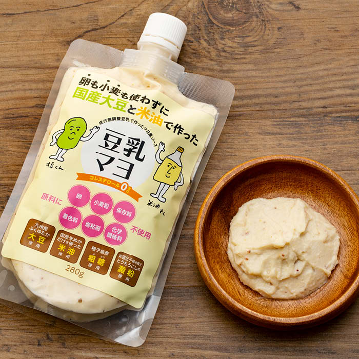 【ふるさと納税】卵も小麦も使わずに国産大豆と米油で作った豆乳マヨ　3個セット＜福岡市製造＞ | 福岡県 福岡市 マヨネーズ 卵不使用 豆乳マヨネーズ 調味料 ドレッシング 小麦不使用 豆乳マヨ 卵アレルギー 小麦アレルギー 低カロリー ヘルシー プレゼント ギフト 贈り物 サムネイル2