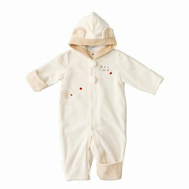 【ふるさと納税】おくるみ ツーウェイタイプ ぞうさん 可愛い デザイン 普段使い お出かけ 冬 防寒アイテム フード 刺繍 ポイント 静電気防止加工 フリース 軽い あったかい ジャンプスーツ 日本製 ベビー用品 赤ちゃん ベビーウェア 子供服 福岡県 久留米市 赤ちゃんの城 サムネイル3