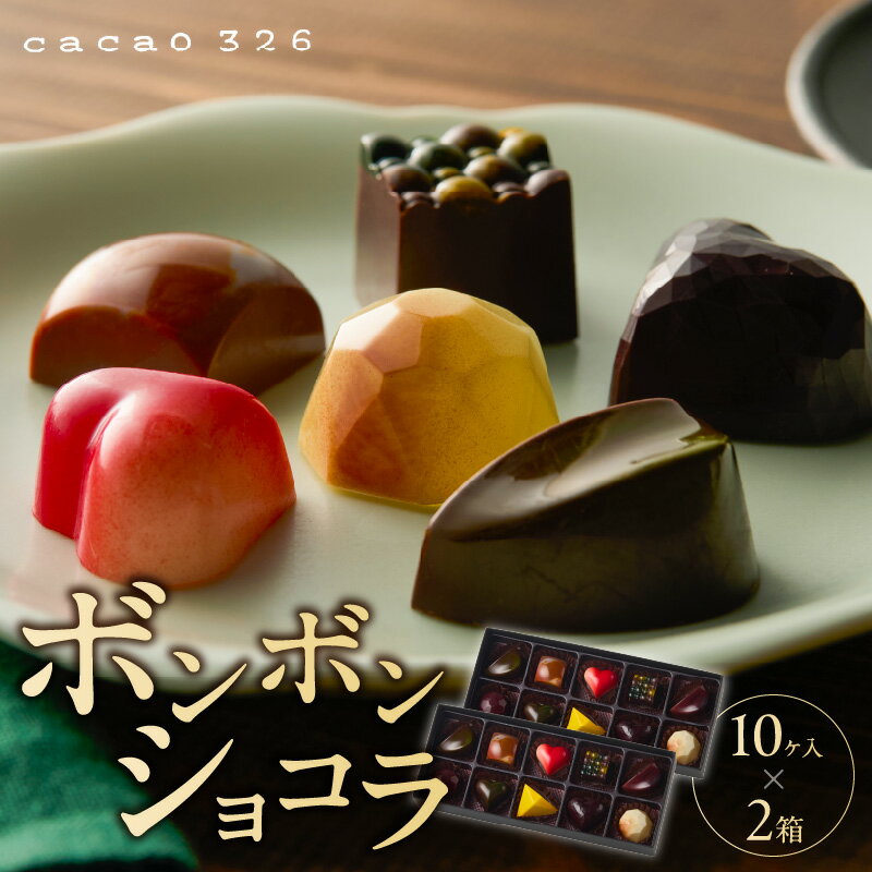 cacao 326 ボンボンショコラ 10ヶ入×2箱 ビーントゥーバー Bean to Bar チョコレート 新鮮 フルーツ 10種類 詰め合わせ 素材 そのもの 香り 味 職人 手作り 材料 生産農家 こだわり 厳選 ギフト ご褒美 洋菓子 スイーツ お取り寄せ 久留米市 送料無料