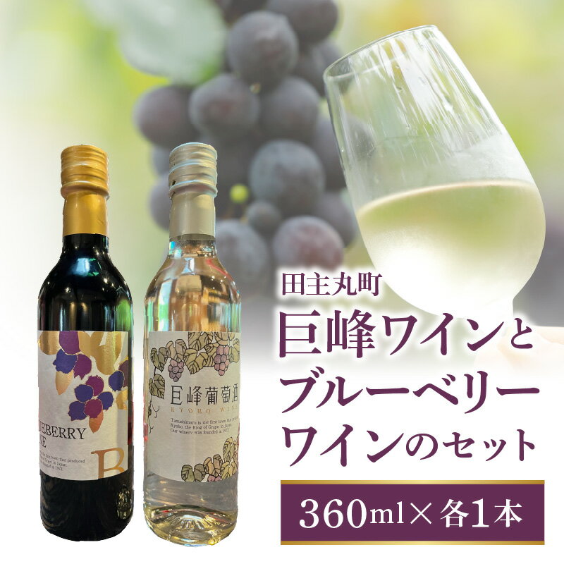 【バリはやッ！ZIPにて紹介されました】 田主丸町 巨峰 ワイン ブルーベリーワイン 各 360ml × 1本 計 2本 セット 巨峰葡萄酒ドライ 果汁 辛口 すっきり 軽やか 口当たり ブルーベリー 甘口 濃厚 バランス 飲み比べ お取り寄せ 福岡県 久留米市 送料無料