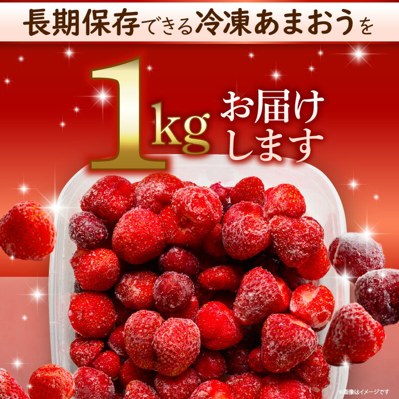 【ふるさと納税】福岡県産あまおう（冷凍1kg)　特別栽培 数量限定 急速冷凍 いちご あまおう 1kg 冷凍 3Dフリーザー 長期保存可能 国産 シャーベット フルーツ デザート 果物 便利 安心 長持ち 無添加 無香料エコファーマー GAP認定 福岡県 久留米市 送料無料 サムネイル3