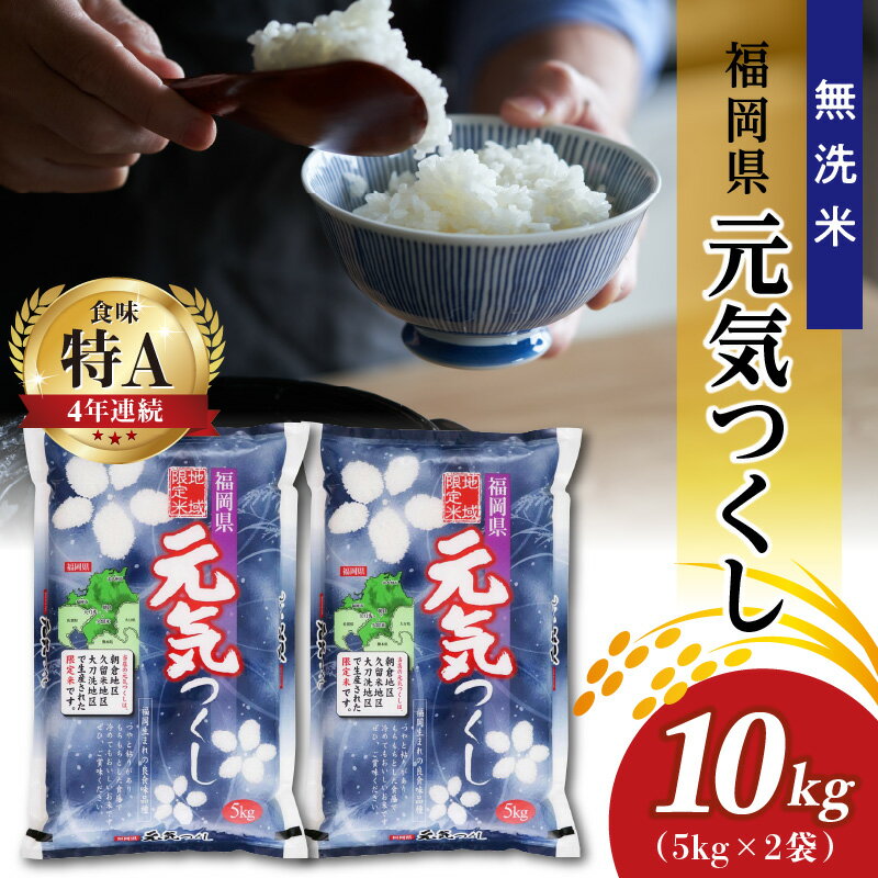 令和7年産 無洗米 福岡県産元気つくし 10kg 米 お米 地域限定米 元気つくし 5kg×2 白米 国産 冷めても おいしい ふっくら ご飯 おにぎり 食品 酒見糧穀 お取り寄せ お取り寄せグルメ 福岡県 久留米市 送料無料