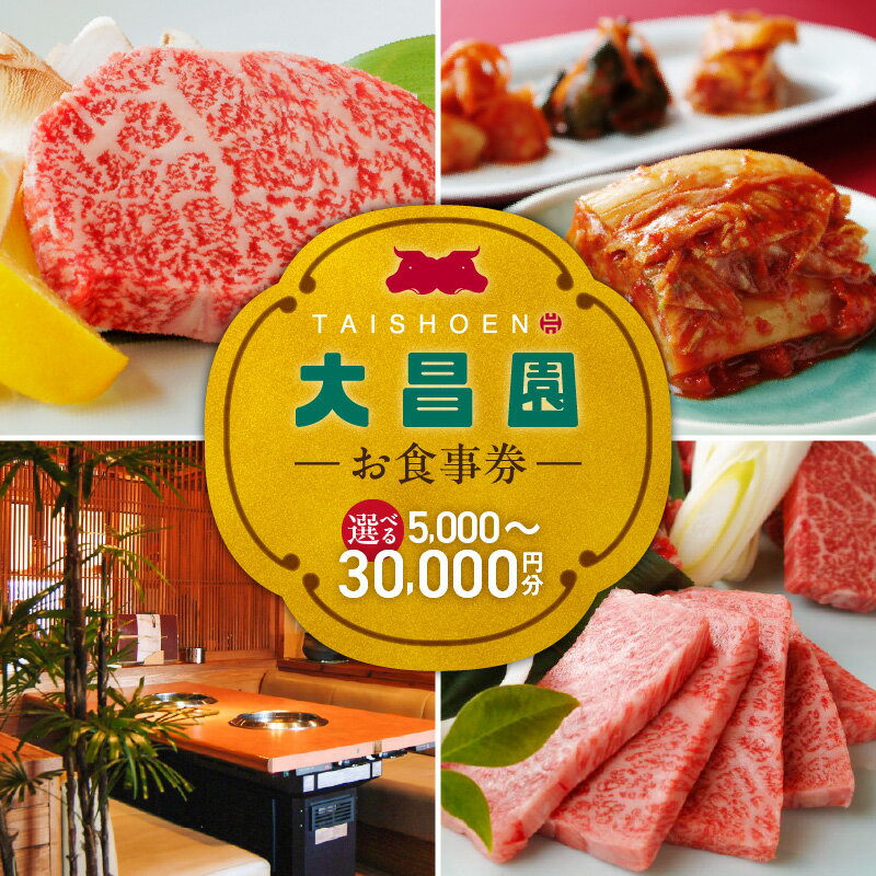 焼肉の大昌園 お食事券 選べる 金額 5000円分 ～ 30000円分 焼肉 大昌園 久留米本店 文化街店 上津店 小郡津古店 佐賀兵庫店 クーポン チケット ギフト券 レストラン 家族 食事 大切な方 おもてなし 五感を満たす 幸せの時間 福岡県 久留米市 送料無料