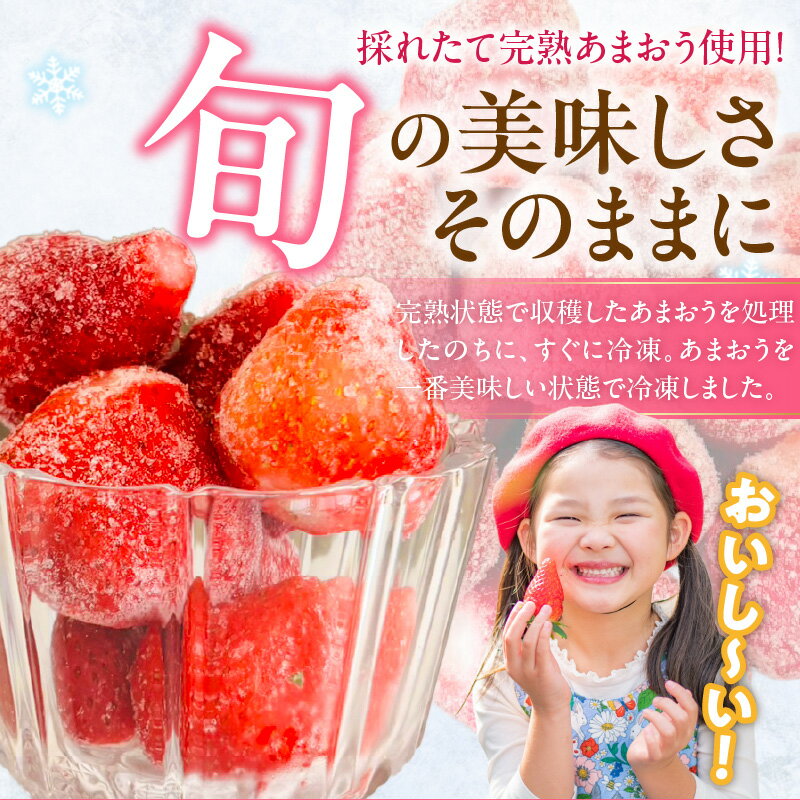 【ふるさと納税】訳あり 冷凍 あまおう 1kg × 2袋 計 2kg 福岡 国産 いちご イチゴ 完熟 鮮やか 赤色 ふっくら 丸い形 食べごたえ 大粒 甘み 酸味 バランス 絶妙 スムージー ジャム ヨーグルト シャーベット デザート アイス おやつ 果物 フルーツ 福岡県 久留米市 送料無料 サムネイル3