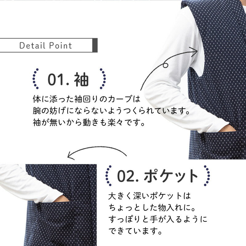 【ふるさと納税】久留米織 ちゃんちゃんこ 男女兼用 フリーサイズ 綿入り 1枚 ネイビー 霰柄 ドビー織 保温性 吸湿性 和服 部屋着 防寒着 ファッション ふっくら しなやか 着心地の良さ レディース メンズ 福岡県 久留米市 お取り寄せ 送料無料 サムネイル3