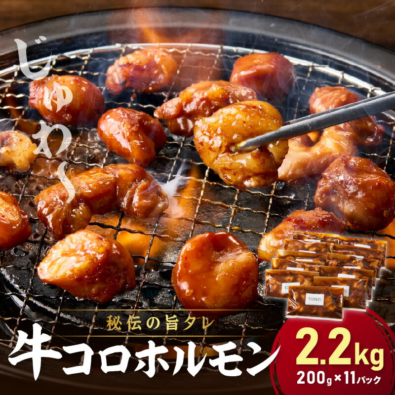 【ふるさと納税】【秘伝の旨タレ】牛しろコロホルモン （200g×11パック） 2kg 超 しろ ホルモン 牛肉 焼肉 大容量 小分け 焼くだけ 簡単 丸腸 タレ漬け BBQ 食品 肉類 ご当地 グルメ 飯塚 送料無料 【A8-027】 サムネイル2