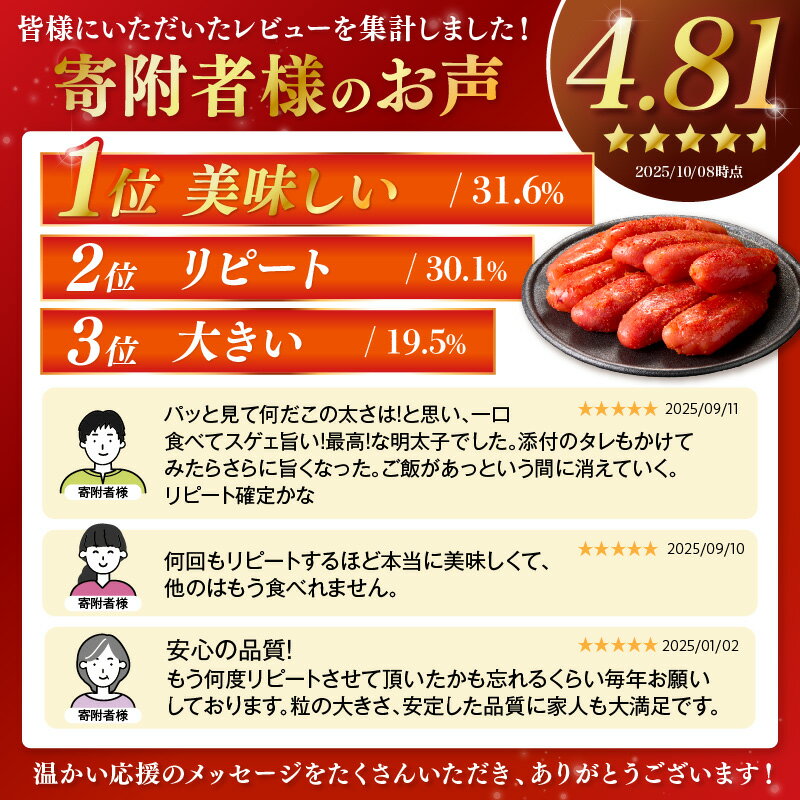 【ふるさと納税】＼パック数が選べる／太腹かねふく辛子明太子 一本物 約360g 2パック 3パック 4パック 明太子 めんたいこ 魚介 海鮮 人気 小分け 冷凍 福岡 名物 グルメ 旨辛 ごはんのお供 魚卵 ピリ辛 飯塚市 飯塚 - 画像2