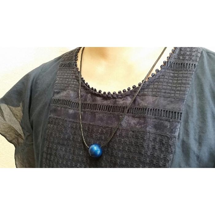 【ふるさと納税】【本漆塗】漆ペンダント21mm(メタリックブルー) アクセサリー ネックレス 装飾品 漆玉 職人技 軽量 サムネイル2