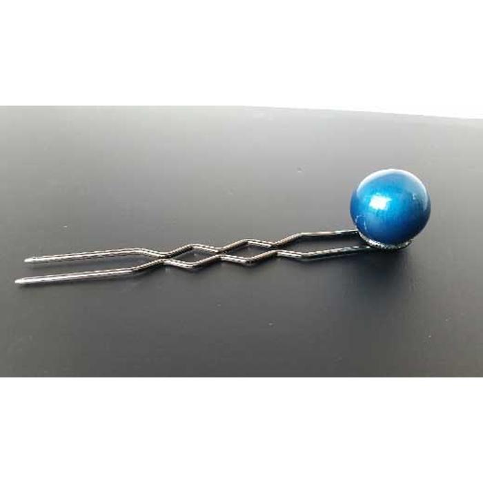 【本漆塗】・漆玉かんざし(メタリックブルー色) 職人手作り 工芸品 和装 洋装 装飾 髪飾り