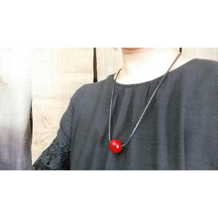 【ふるさと納税】【本漆塗】漆ペンダント21ミリ「16」（朱）アクセサリー ネックレス 漆玉 職人技 サムネイル2