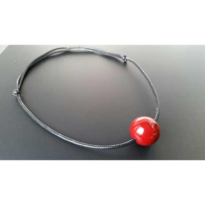 【ふるさと納税】【本漆塗】漆ペンダント21ミリ「16」（朱）アクセサリー ネックレス 漆玉 職人技 サムネイル3