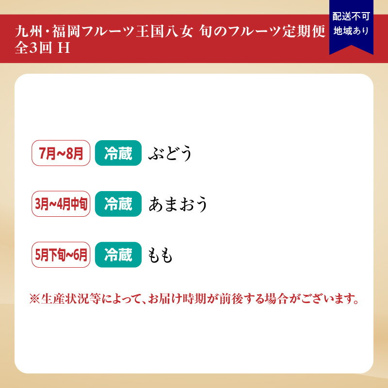 【ふるさと納税】九州・福岡フルーツ王国八女　旬のフルーツ定期便【全3回】 H ＜配送不可：北海道・沖縄・離島＞ あまおう もも いちご 苺 桃 ぶどう 果物 先行予約 福岡県 フルーツ 定期便 サムネイル3