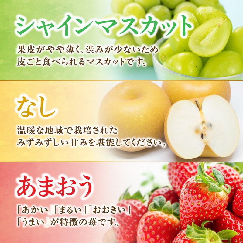 【ふるさと納税】九州・福岡フルーツ王国八女　お楽しみ旬のフルーツ定期便【全3回】 あまおう シャインマスカット 梨 いちご 苺 なし 果物 先行予約 サムネイル2