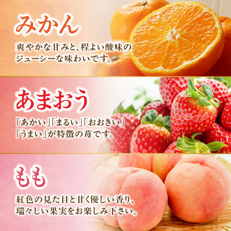 【ふるさと納税】九州・福岡フルーツ王国八女　お楽しみ旬のフルーツ定期便【全6回】A｜＜配送不可：北海道・沖縄・離島＞ いちご 苺 イチゴ あまおう 桃 もも モモ 葡萄 ぶどう 梨 シャインマスカット みかん 蜜柑 オレンジ サムネイル3