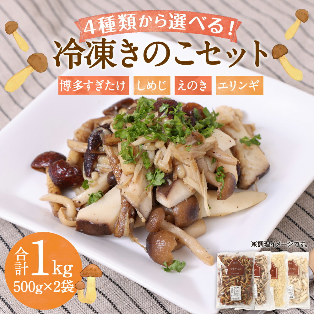 【ふるさと納税】4種類から2品選べる 冷凍きのこセット 合計1kg 500g×2袋 博多すぎたけ しめじ えのき エリンギ きのこ キノコ セット 詰め合わせ 冷凍 福岡県産 九州産 国産 送料無料 - 画像2