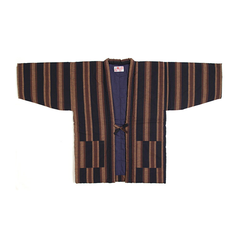 【ふるさと納税】藍調袢天（ はんてん ） ＜選べるカラー＞黒茶縞・赤大縞 半纏 どてら 綿 コットン 中わた入り 防寒 部屋着 ファッション 男女兼用 ユニセックス ギフト プレゼント 日本製 福岡県 筑後市 送料無料 【2025年8月下旬より順次発送】 サムネイル3