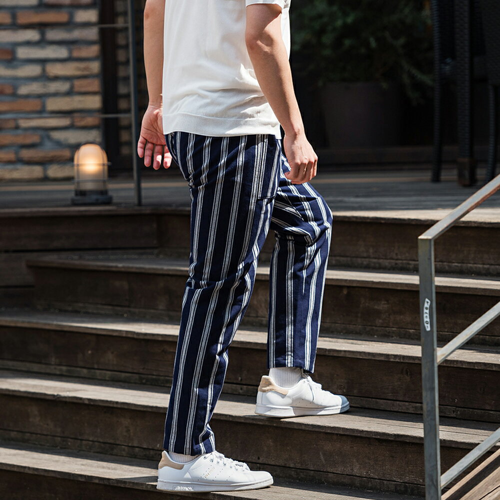 【ふるさと納税】藤巻百貨店 うなぎの寝床 別注 紺縞 MONPE もんぺ Mサイズ/Lサイズ 選べるサイズ ファッション ズボン カジュアル 久留米絣 送料無料 サムネイル3