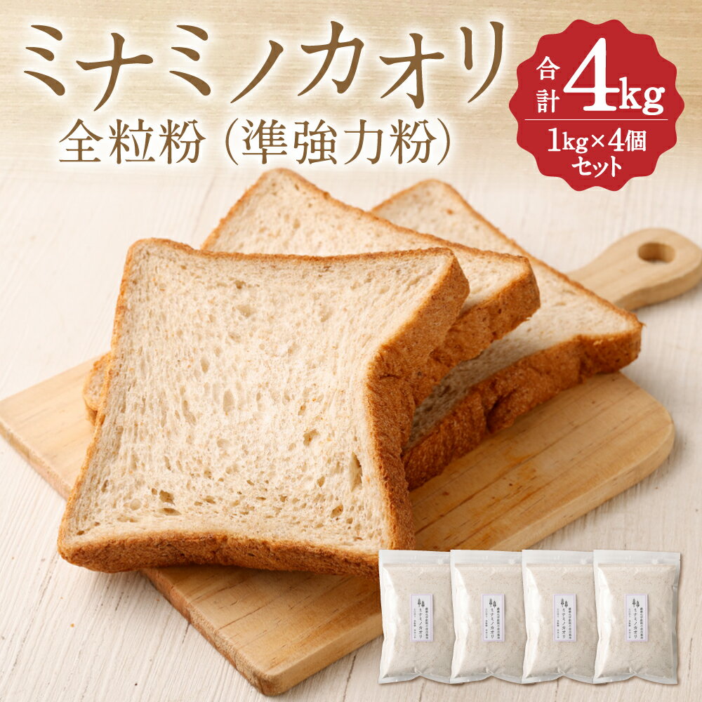 【ふるさと納税】ミナミノカオリ 全粒粉 1kg×4個 合計4kg 粉 準強力粉 パン作り 栽培期間中農薬不使用 九州産 福岡県産 国産 送料無料 サムネイル2