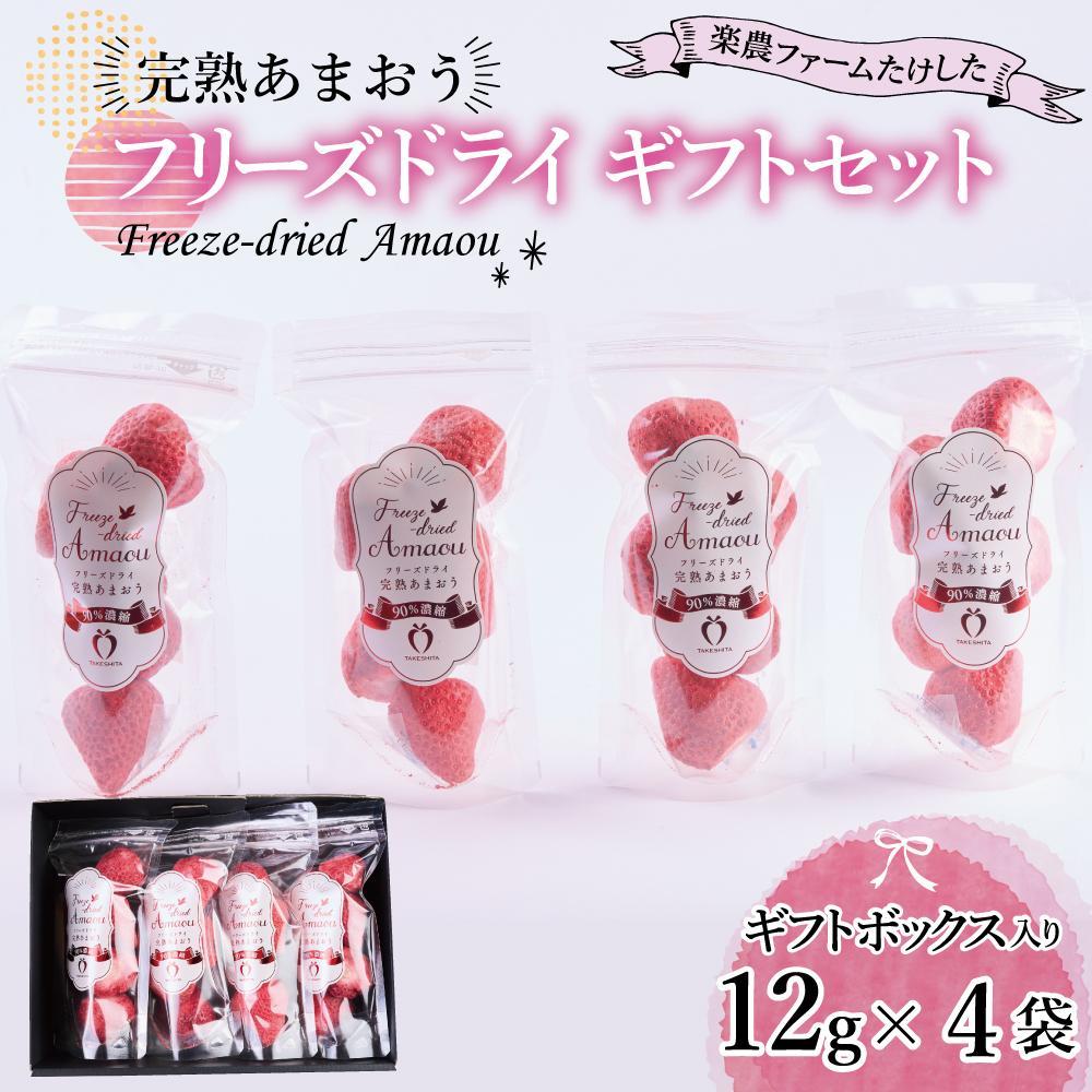 フリーズドライ いちご 完熟 あまおう 丸ごと 苺 小分け ギフト 48g ( 12g × 4袋 ) | 果肉 くだもの フルーツ フルーツ ストロベリー お菓子 菓子 スムージー 朝食 ヨーグルト おやつ イチゴ 製菓材料 グルメ お取り寄せ 福岡県 大川市
