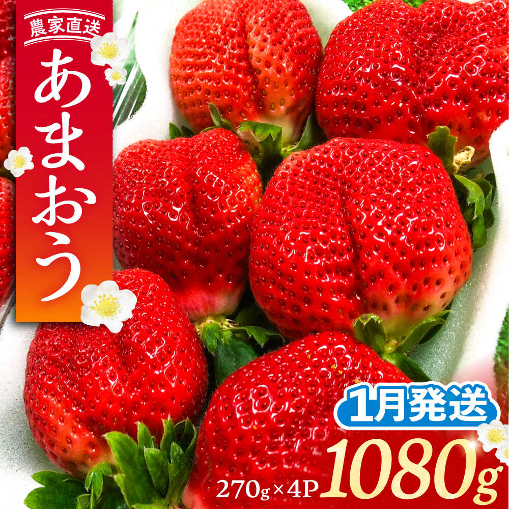 【先行予約】【1月発送】農家直送 あまおう 1080g (270g以上 × 4パック) 土耕栽培《豊前市》【内藤農園】果物 いちご [VAB004] 13000 13000円