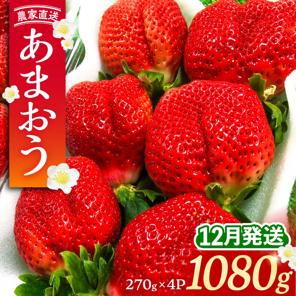 【先行予約】【12月発送】農家直送 あまおう 1080g (270g以上 × 4パック) 土耕栽培《豊前市》【内藤農園】果物 いちご[VAB006] 14000 14000円