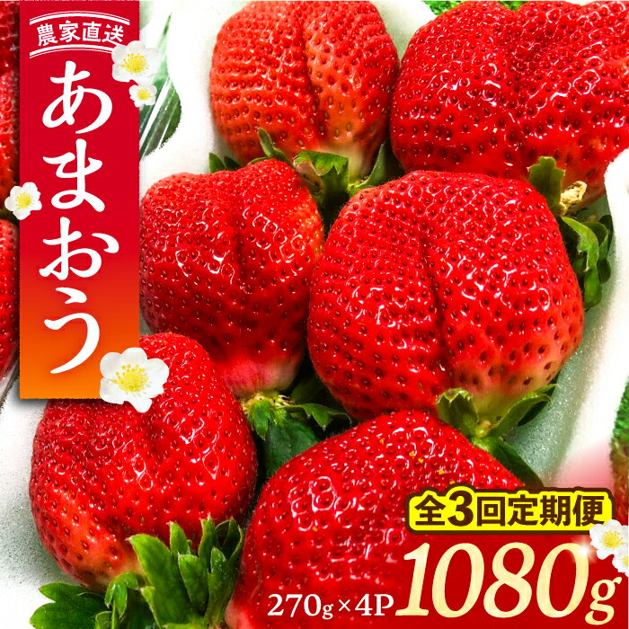 【先行予約】【全3回定期便】あまおう いちご 1080g (270g以上 × 4 パック) 土耕栽培《豊前市》【内藤農園】果物 いちご[VAB021] 35000 35000円