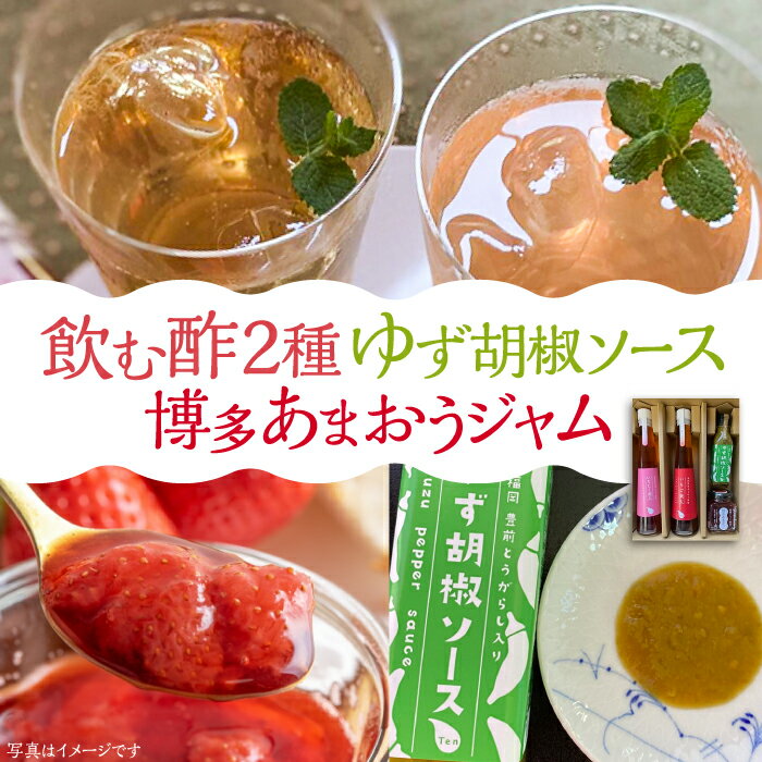 飲む酢 2種 & 博多あまおうジャム & ゆず胡椒ソース（青） セット《豊前市》【株式会社ワカヤマ】地産 福岡 万能 調味料 ジャム [VBW004] 19000 19000円
