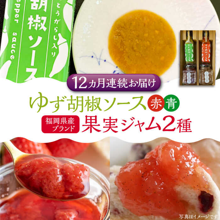 【全12回定期便】福岡県産 ブランド果実 ジャム 2種類 ( とよみつひめ イチジク / あまおう ) & ゆず胡椒ソース (赤・青) セット 《豊前市》【株式会社ワカヤマ】地産 福岡 万能[VBW019] 169000 169000円