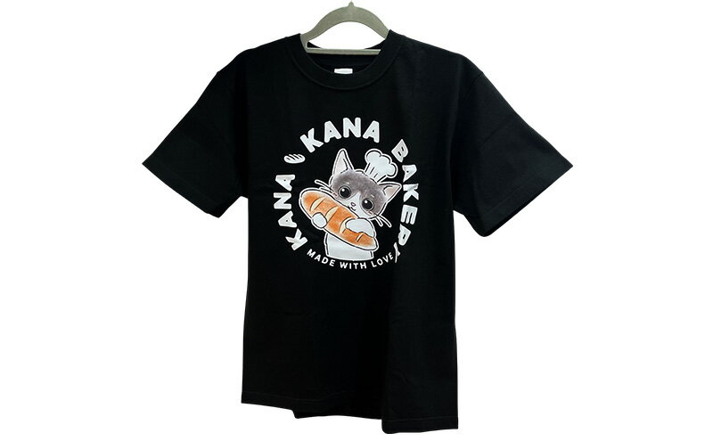 【ふるさと納税】Tシャツ 猫の愛護活動を応援！黒Tシャツ「パン持ちデザイン」 サムネイル3