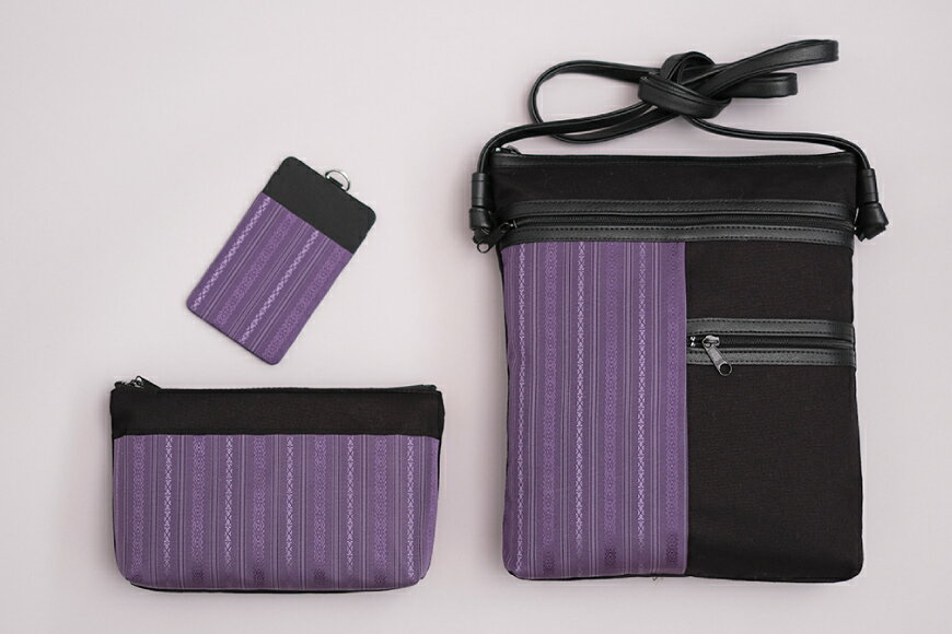 【ふるさと納税】 博多織 ギフト セット バッグ & ポーチ & パスケース 各1 / 西村織物 / 福岡県 筑紫野市 [21760447] 博多織 平織り 伝統工芸品 サムネイル3