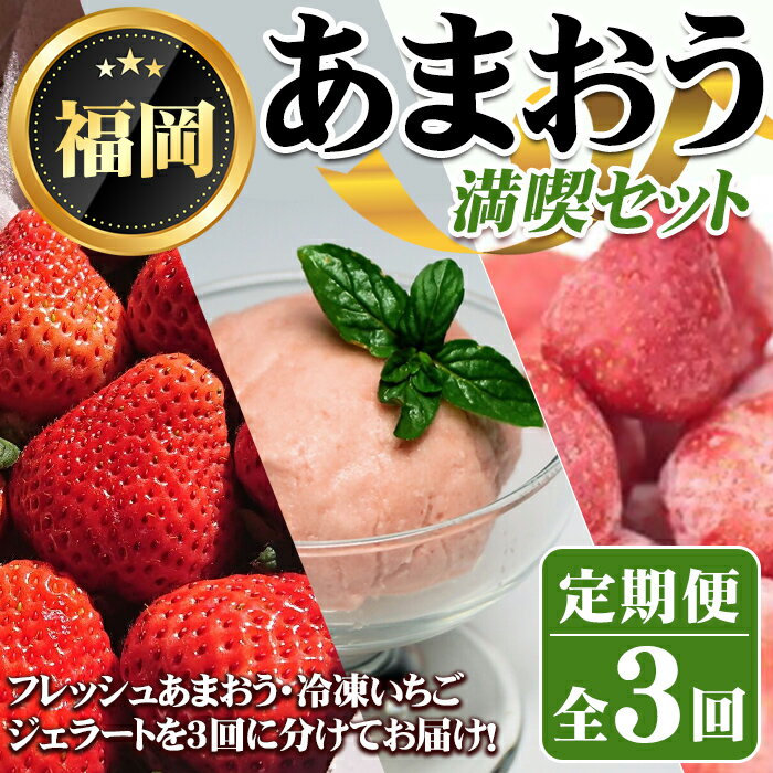 《先行予約受付中・数量限定》＜定期便・全3回(3月・6月・8月)＞2026年3月からお届け！あまおう満喫セット(あまおう：計約1kg・ジェラート2種：計720ml・冷凍いちご：1.5kg) 苺 定期便 ＜離島配送不可＞【ksg1718】【THE FARM_strawberry】