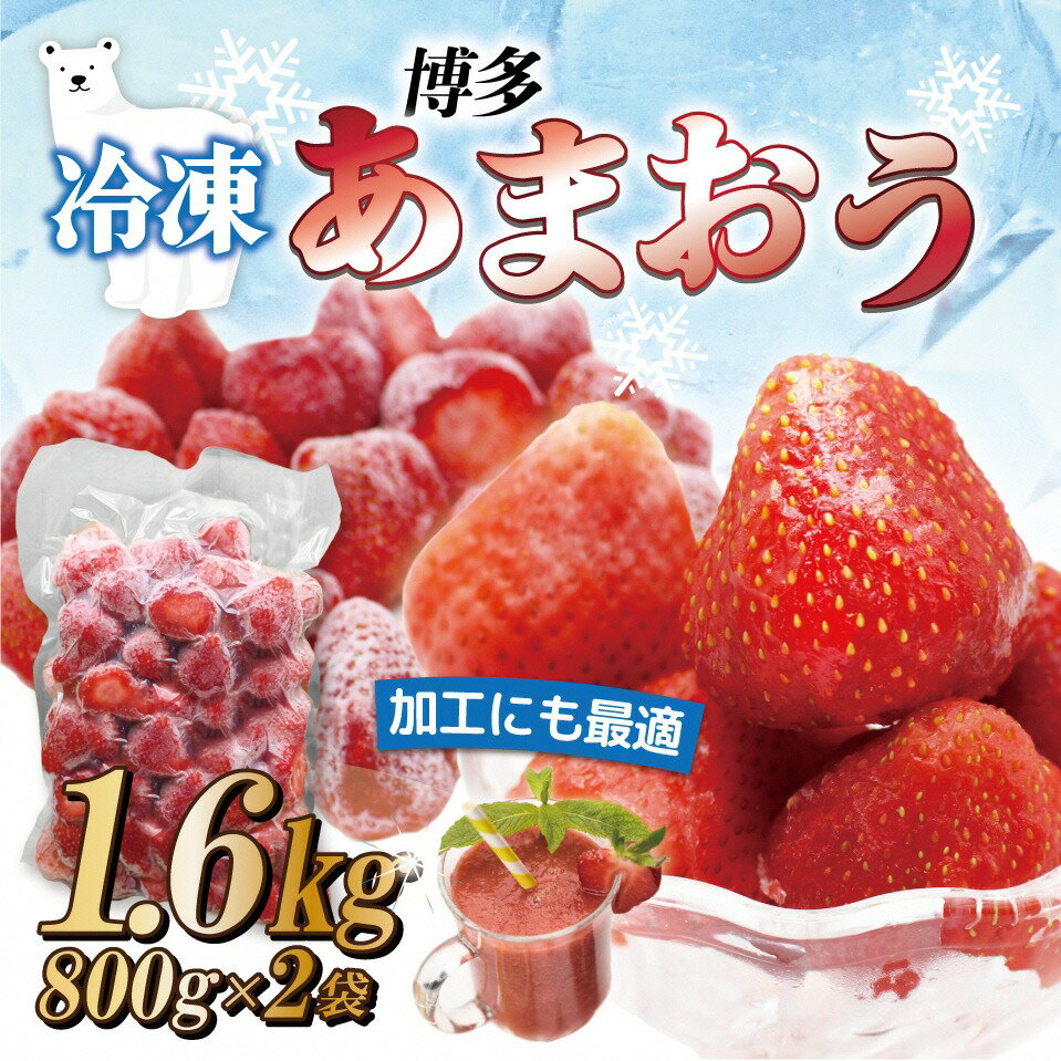 急速冷凍！人気のあまおう 冷凍いちご　福岡県特産品　大容量 1.6kg【JAほたるの里】_HA1513 送料無料 苺 イチゴ スムージー ジャム たっぷり 真空パック おいしい フルーツ 果物 朝食 おやつ