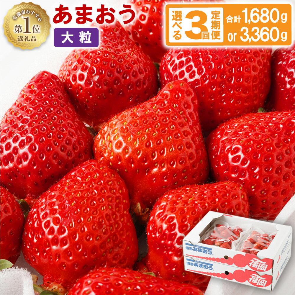 アフター保証【定期便／3ヶ月連続お届け】大人気のあまおう 280g × 2 or 4パック 計3回 総量1.68kg or 3.36kg 3ヶ月定期便 福岡県産いちご【JAほたるの里】 ふるさと 納税 果物 フルーツ イチゴ 苺 あまおう デザート 定期便